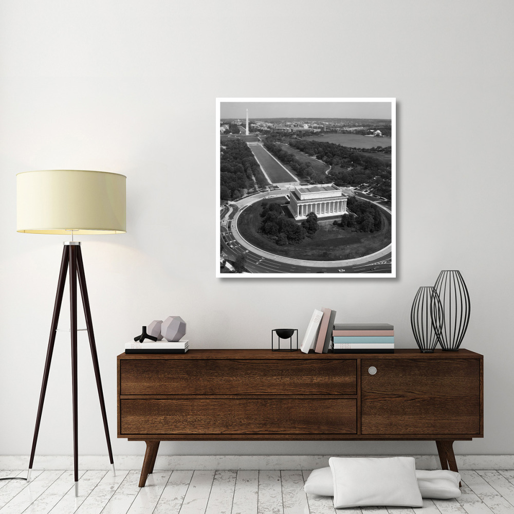 Aerial of Mall showing Lincoln Memorial, Washington Monument and the U.S. Capitol, Washington, D.C. - Black and White Variant-Paper Art-42&quotx42"