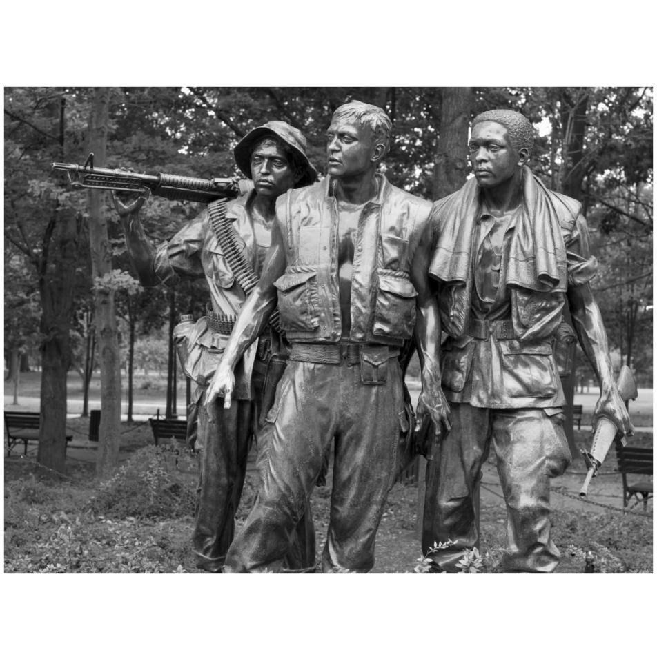 Vietnam memorial soldiers by Frederick Hart, Washington, D.C. - Black and White Variant-Paper Art-34&quotx26"
