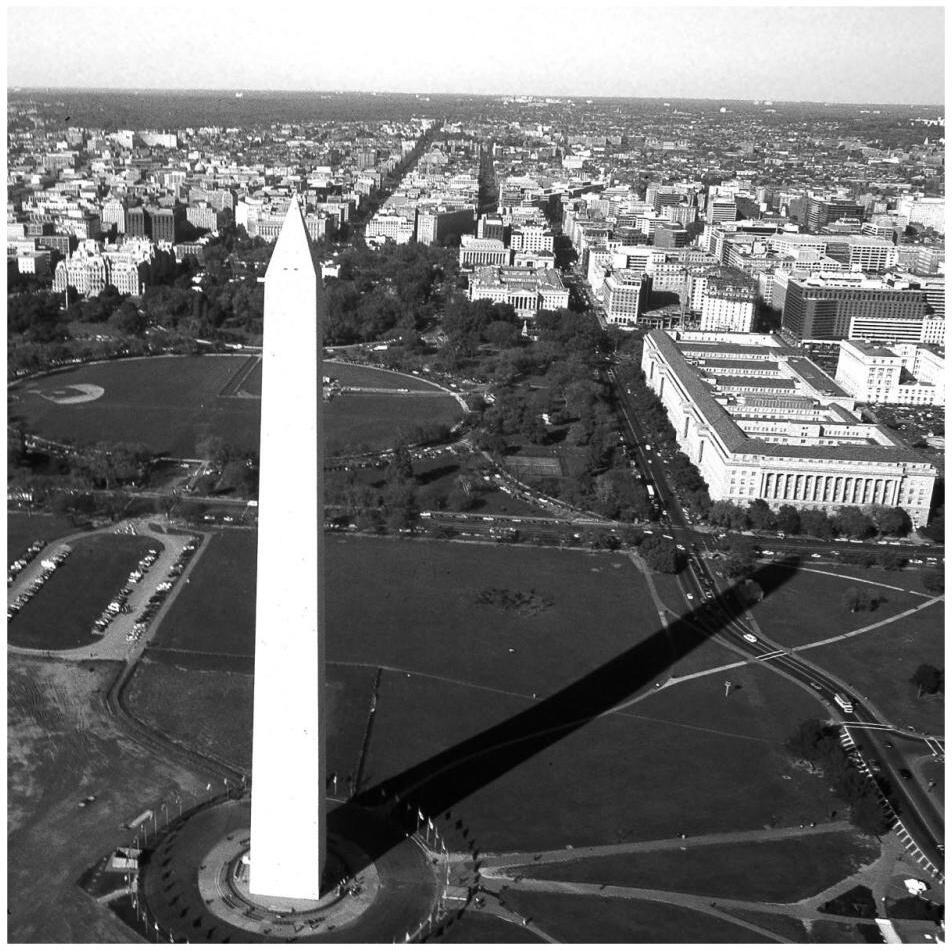 Aerial view of the Washington Monument, Washington, D.C. - Black and White Variant-Paper Art-32&quotx32"