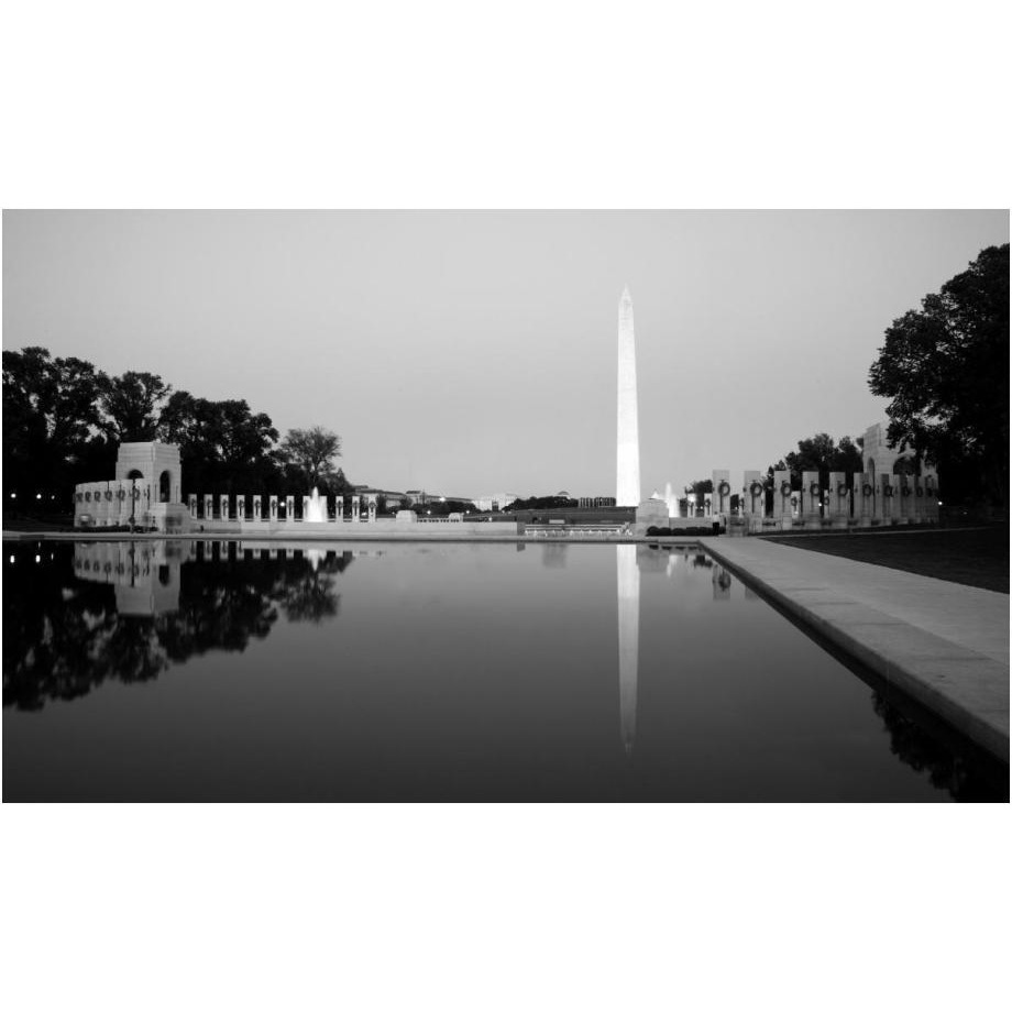 Reflecting pool on the National Mall with the Washington Monument reflected, Washington, D.C. - Black and White Variant-Paper Art-24&quotx15"