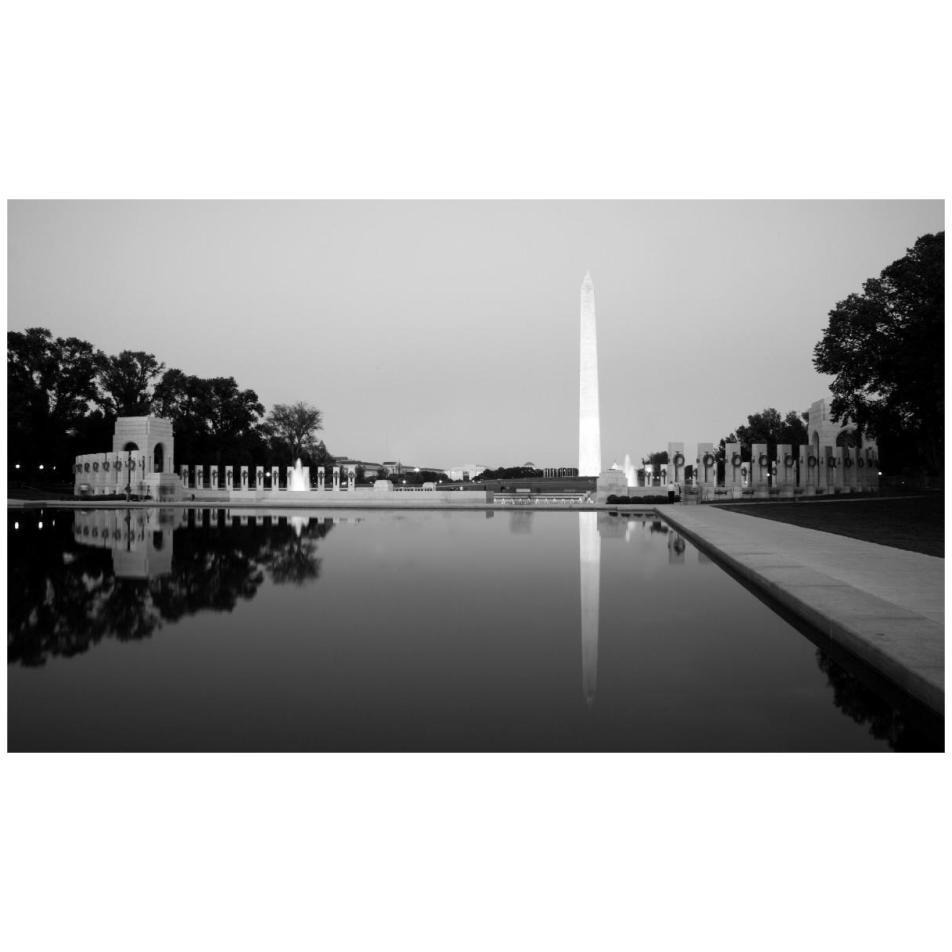 Reflecting pool on the National Mall with the Washington Monument reflected, Washington, D.C. - Black and White Variant-Paper Art-32&quotx20"