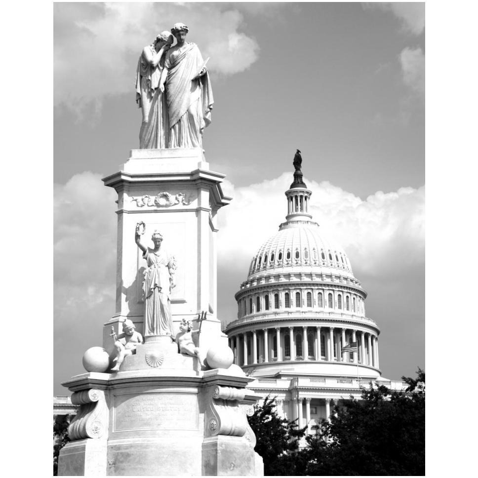 The Peace Monument located in Peace Circle on the grounds of the U.S. Capitol, First St. and Pennsylvania Ave., Washington, D.C. - Black and White Var-Paper Art-38&quotx50"