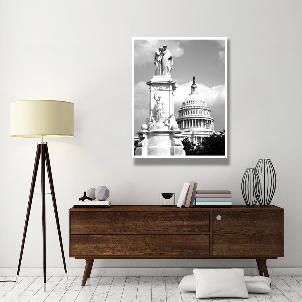 The Peace Monument located in Peace Circle on the grounds of the U.S. Capitol, First St. and Pennsylvania Ave., Washington, D.C. - Black and White Var-Paper Art-38&quotx50"