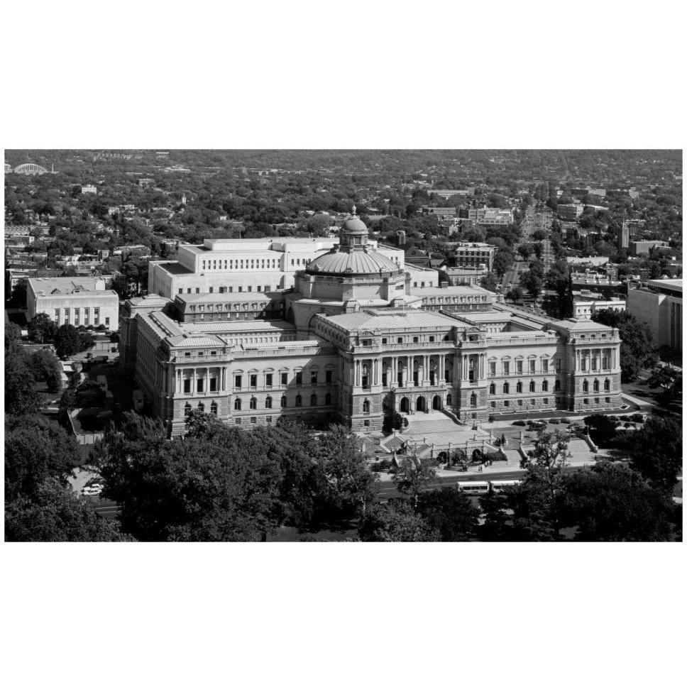 View of the Library of Congress Thomas Jefferson Building from the U.S. Capitol dome, Washington, D.C. - Black and White Variant-Paper Art-46&quotx28"