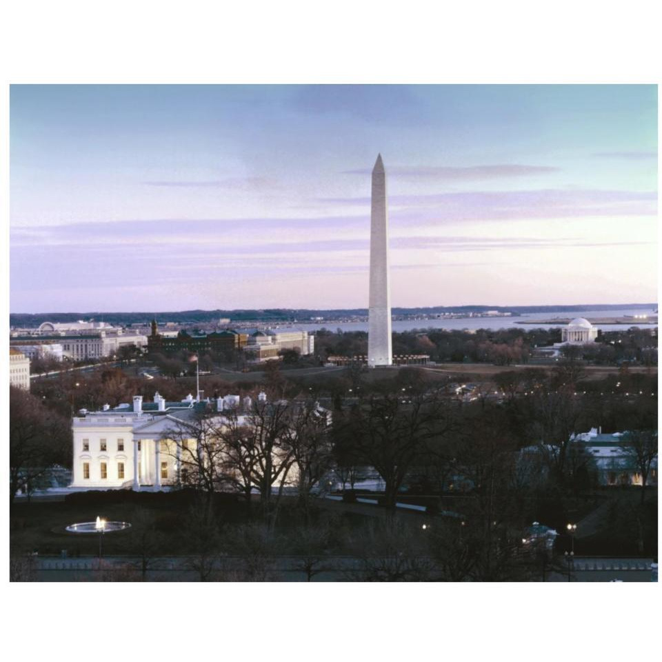 Dawn over the White House, Washington Monument, and Jefferson Memorial, Washington, D.C. - Vintage Style Photo Tint Variant-Paper Art-34&quotx26"