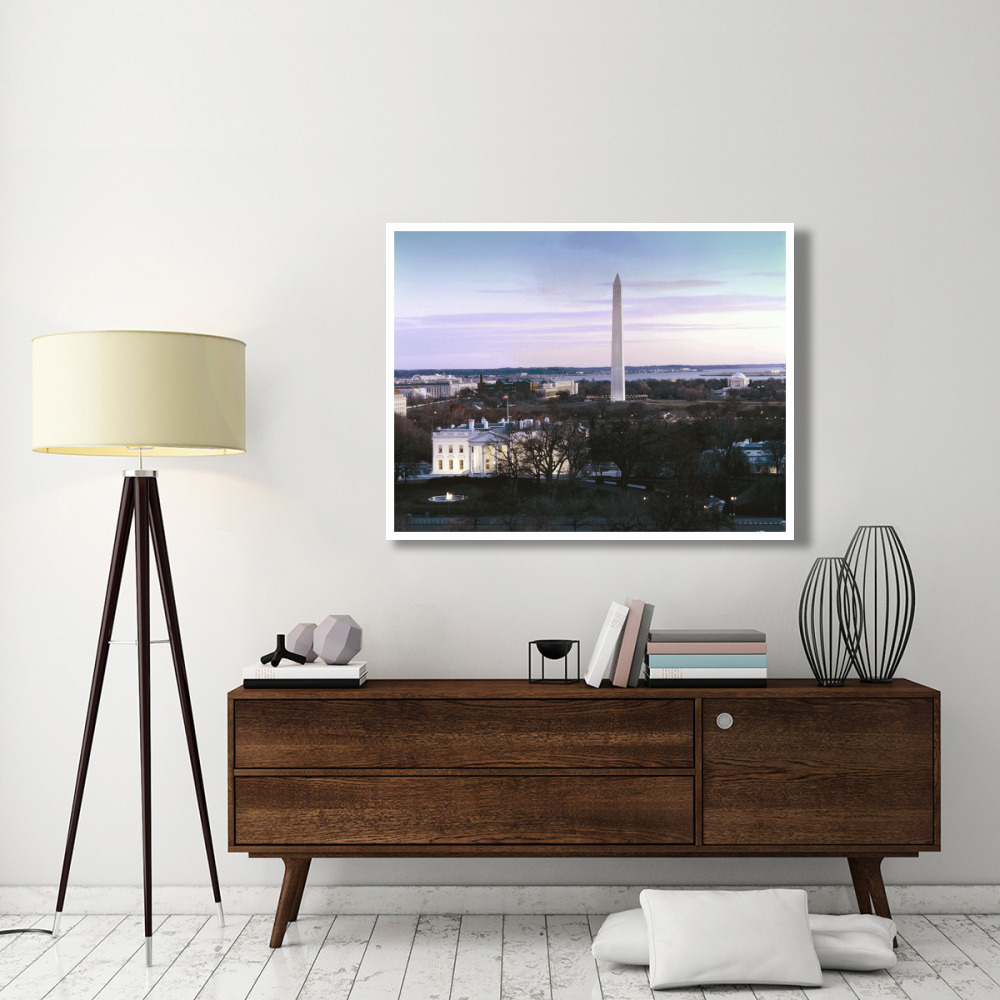 Dawn over the White House, Washington Monument, and Jefferson Memorial, Washington, D.C. - Vintage Style Photo Tint Variant-Paper Art-50&quotx38"