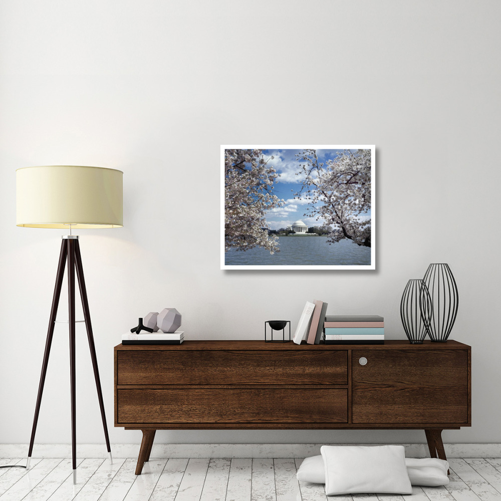 Jefferson Memorial with cherry blossoms, Washington, D.C. - Vintage Style Photo Tint Variant-Paper Art-37&quotx30"