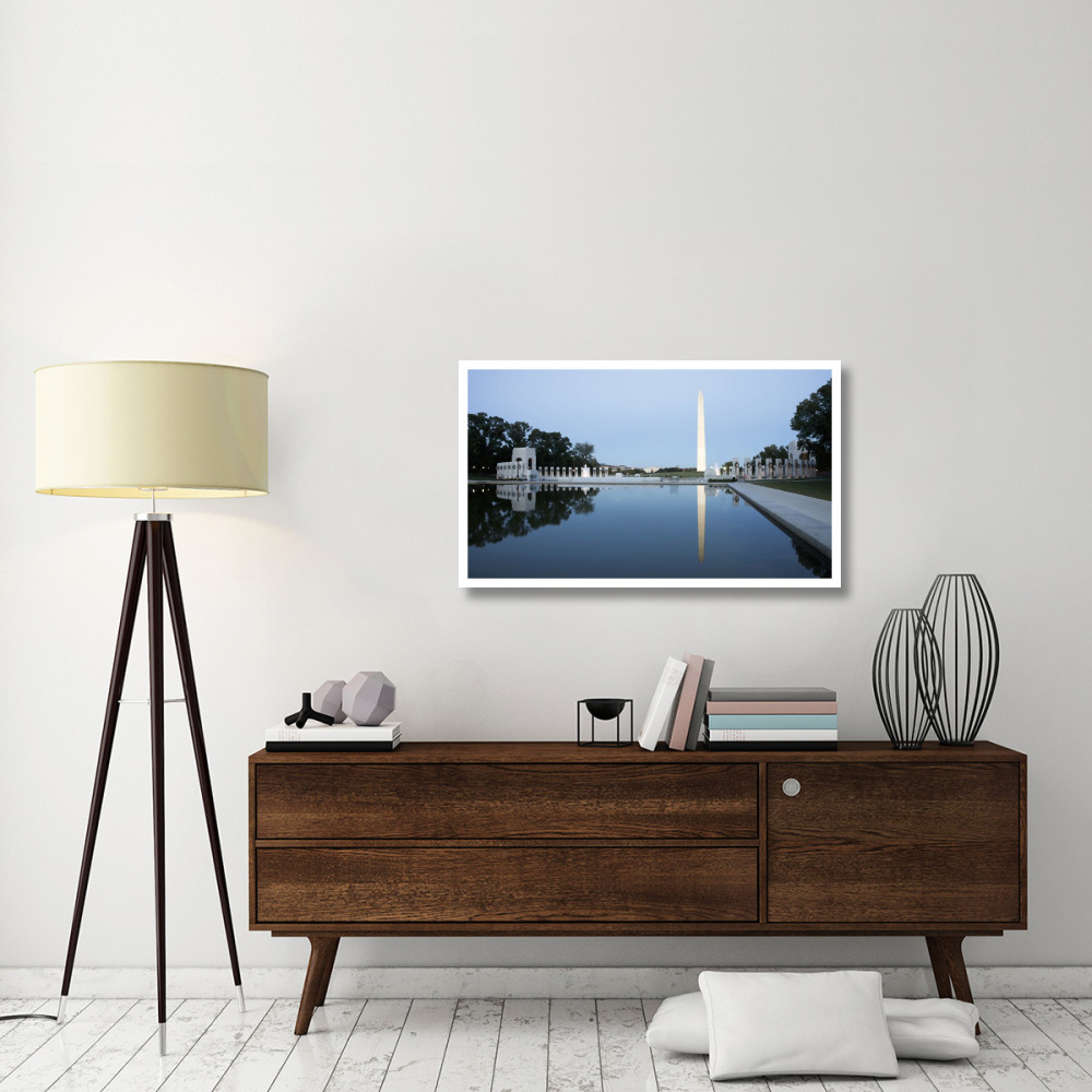 Reflecting pool on the National Mall with the Washington Monument reflected, Washington, D.C. - Vintage Style Photo Tint Variant-Paper Art-42&quotx25"