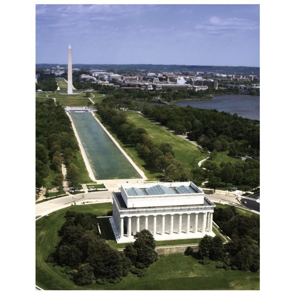 National Mall, Lincoln Memorial and Washington Monument, Washington D.C. - Vintage Style Photo Tint Variant-Paper Art-26&quotx34"