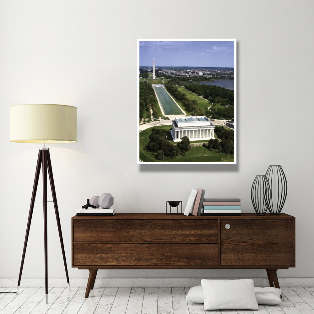 National Mall, Lincoln Memorial and Washington Monument, Washington D.C. - Vintage Style Photo Tint Variant-Paper Art-38&quotx50"