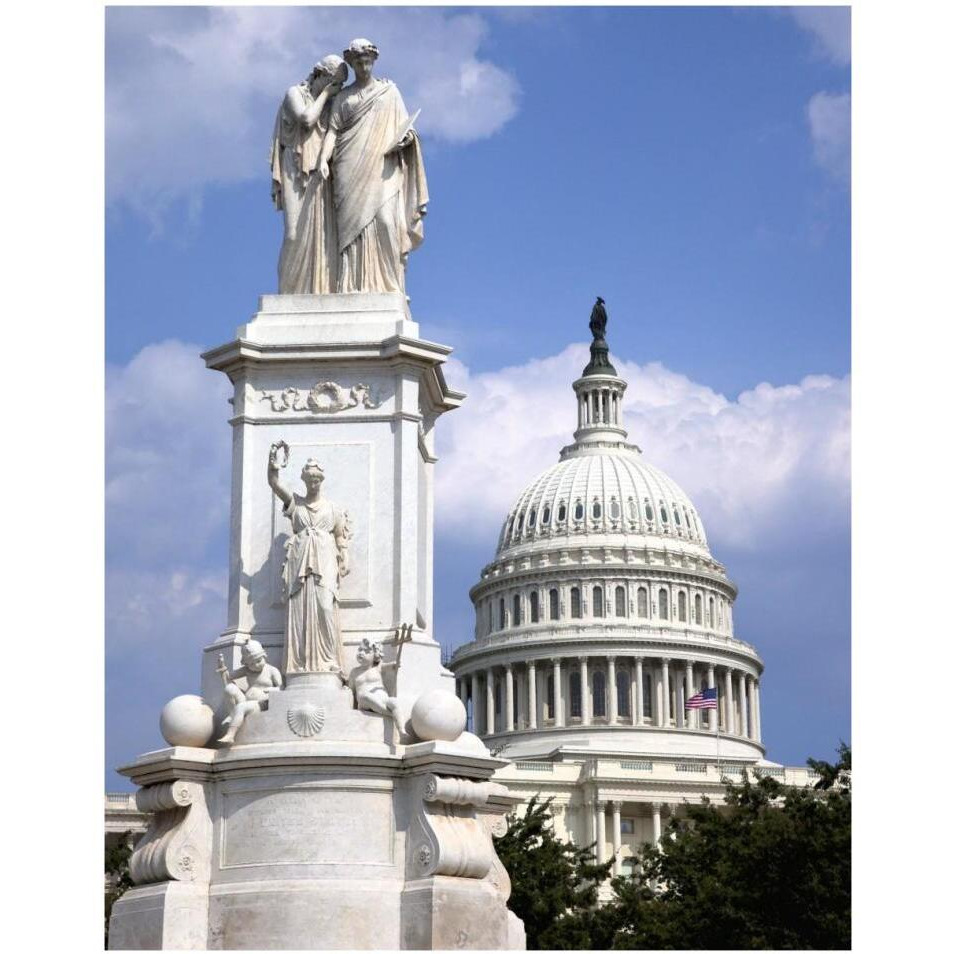 The Peace Monument located in Peace Circle on the grounds of the U.S. Capitol, First St. and Pennsylvania Ave., Washington, D.C. - Vintage Style Photo-Paper Art-30&quotx37"
