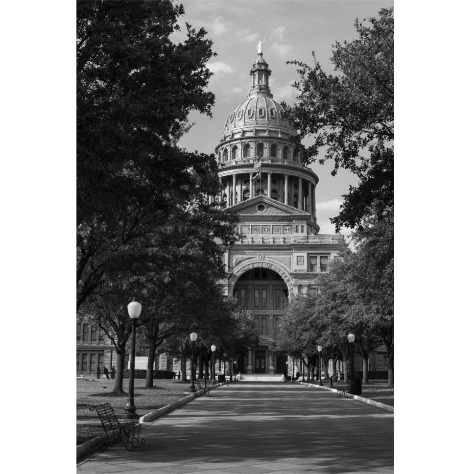 The Texas Capitol, Austin, Texas, 2014 - Black and White-Paper Art-42&quotx62"
