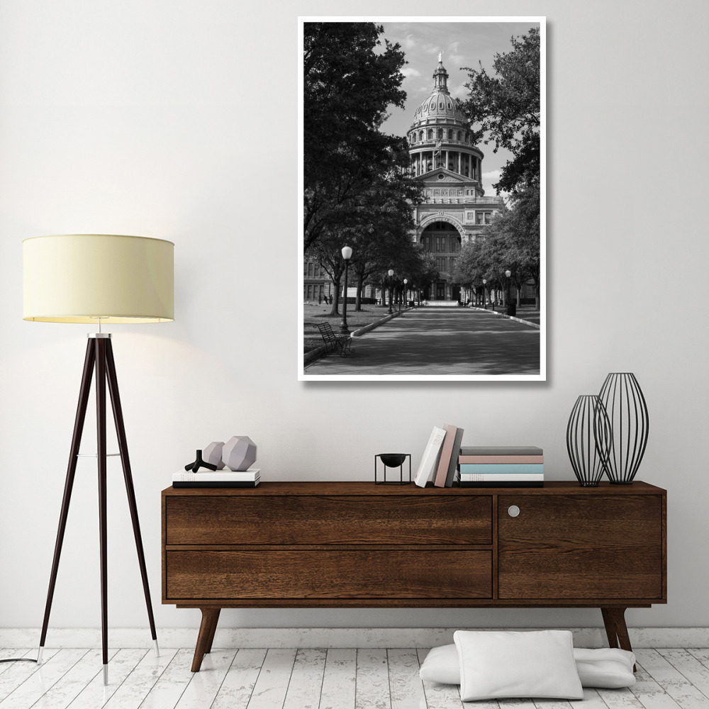 The Texas Capitol, Austin, Texas, 2014 - Black and White-Paper Art-42&quotx62"