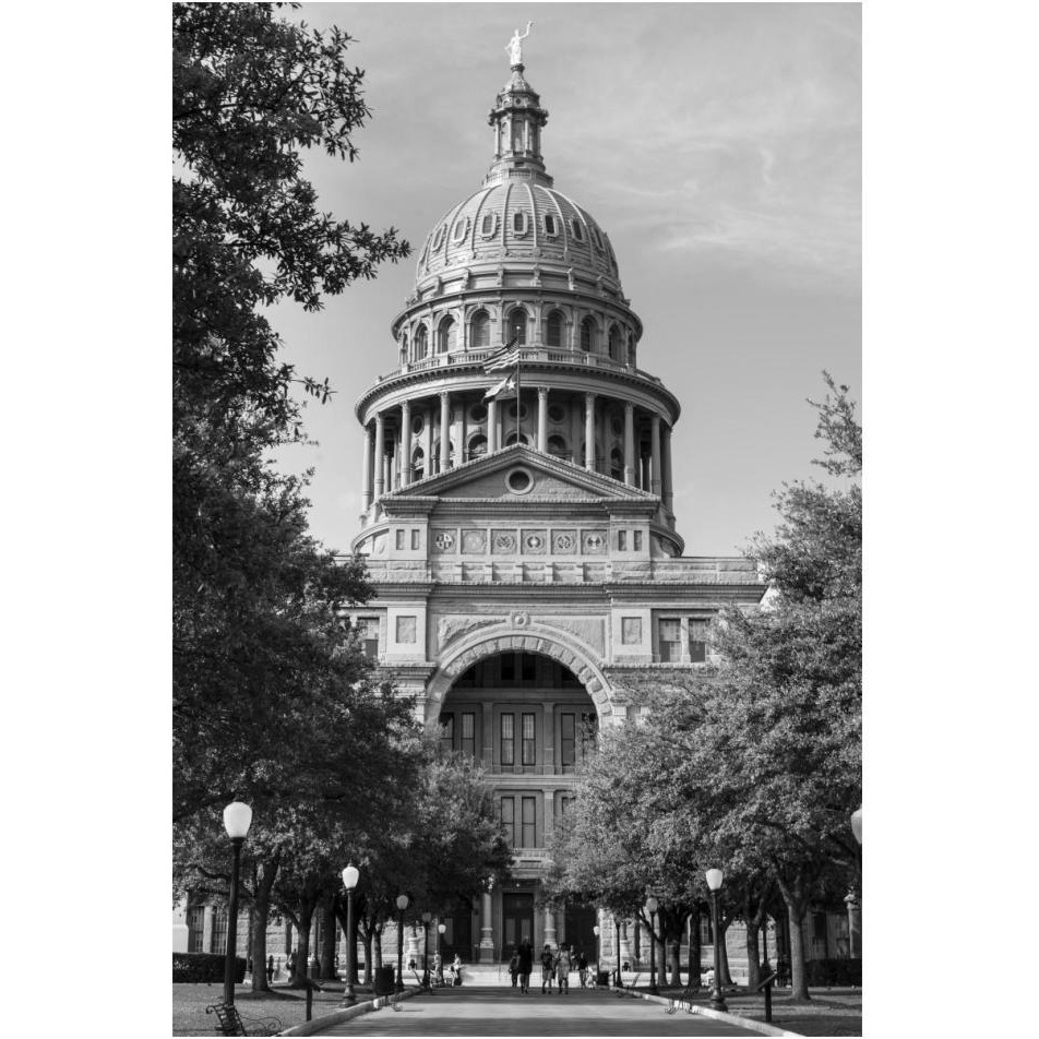 The Texas Capitol, Austin, Texas, 2014 - Black and White-Paper Art-14&quotx20"