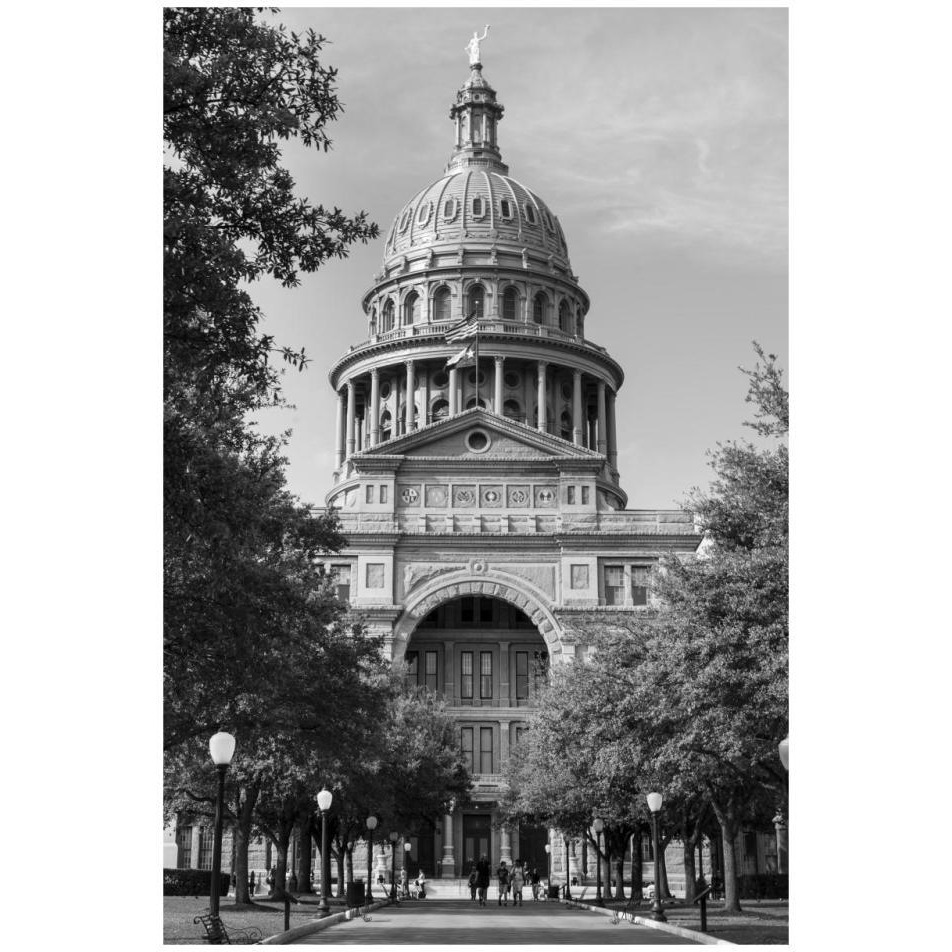 The Texas Capitol, Austin, Texas, 2014 - Black and White-Paper Art-22&quotx32"