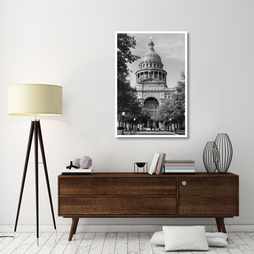 The Texas Capitol, Austin, Texas, 2014 - Black and White-Paper Art-34&quotx50"