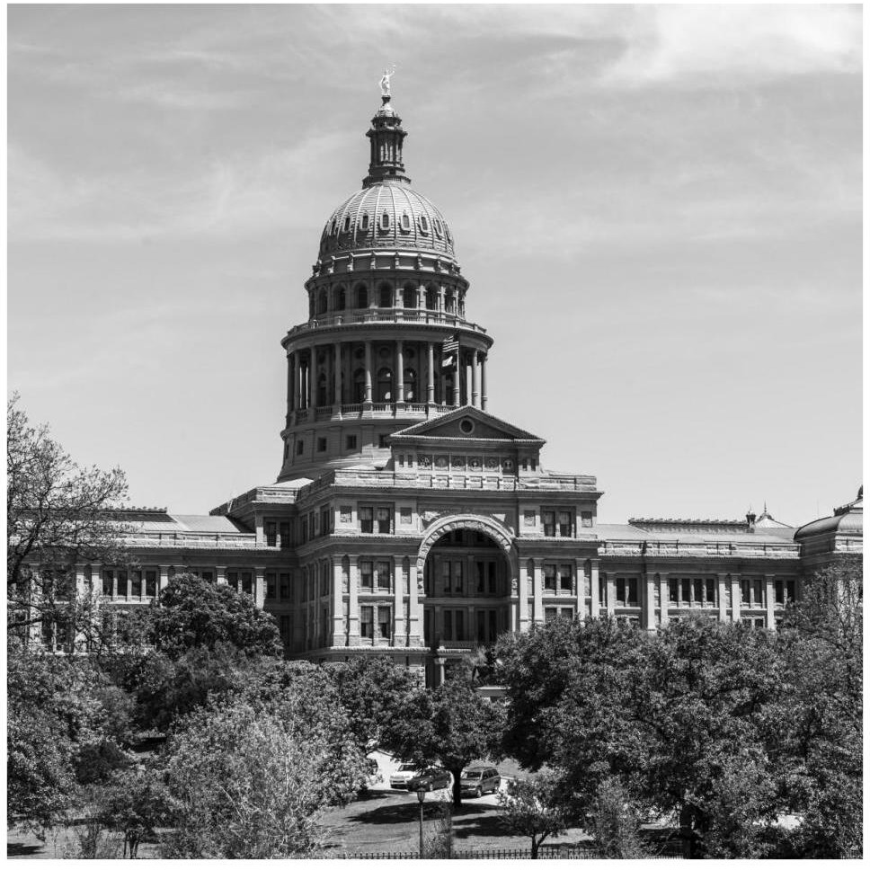 The Texas Capitol, Austin, Texas, 2014 - Black and White-Paper Art-42&quotx42"