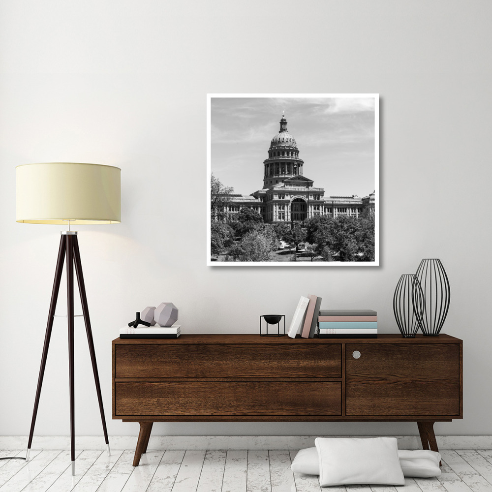 The Texas Capitol, Austin, Texas, 2014 - Black and White-Paper Art-42&quotx42"