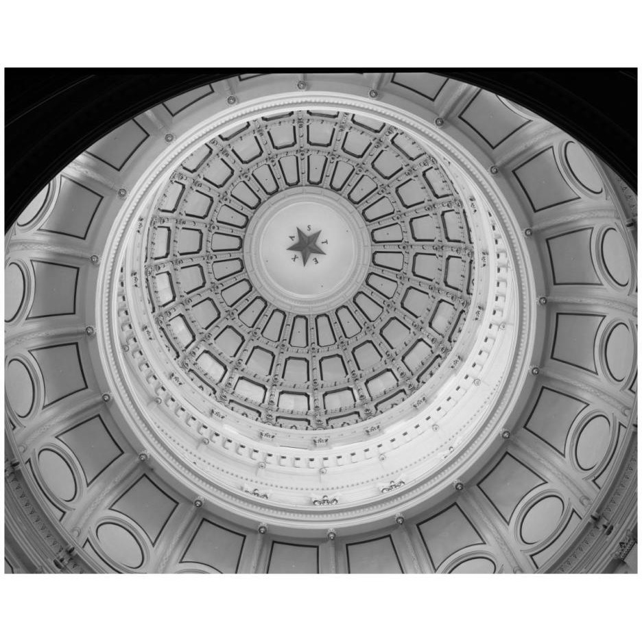 The Texas Capitol Dome, Austin Texas - Black and White-Paper Art-26&quotx22"
