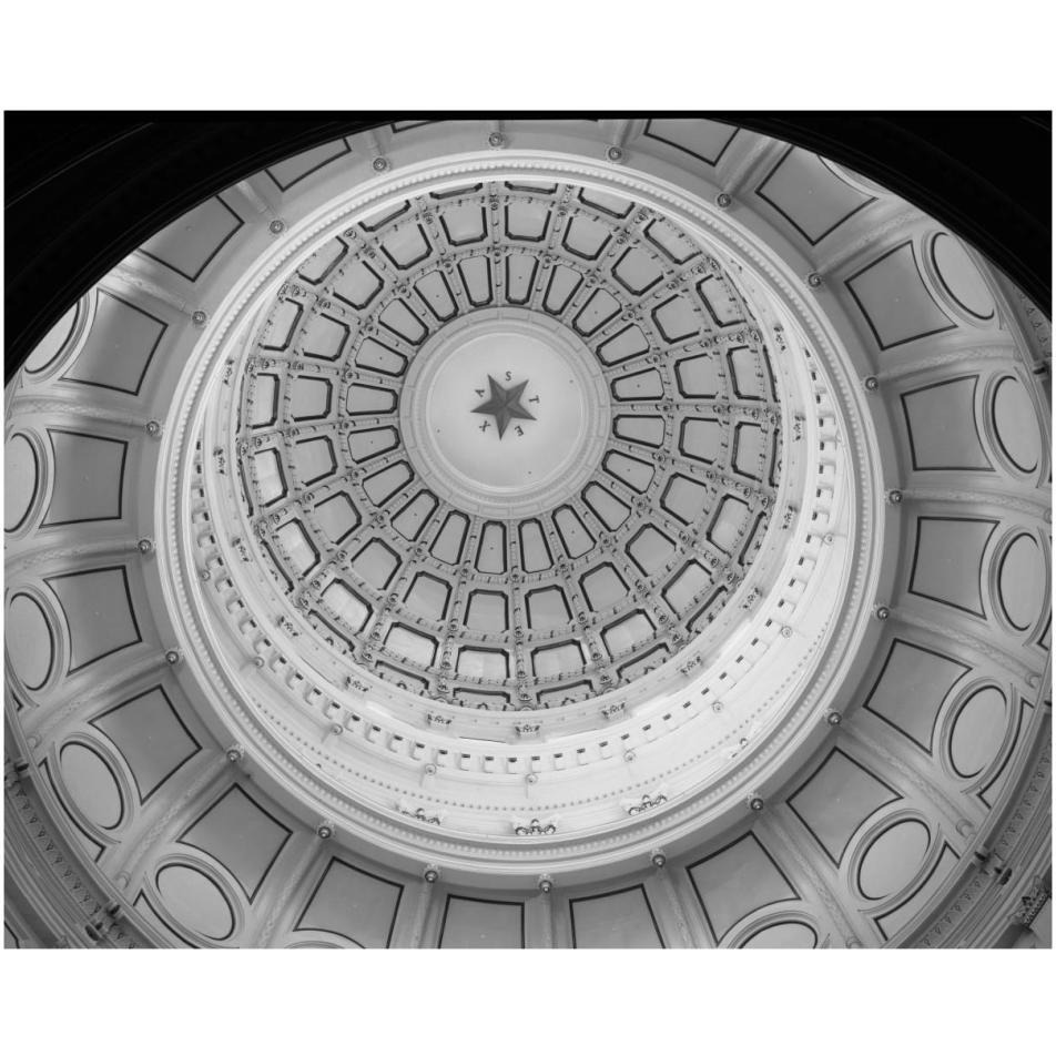 The Texas Capitol Dome, Austin Texas - Black and White-Paper Art-37&quotx30"