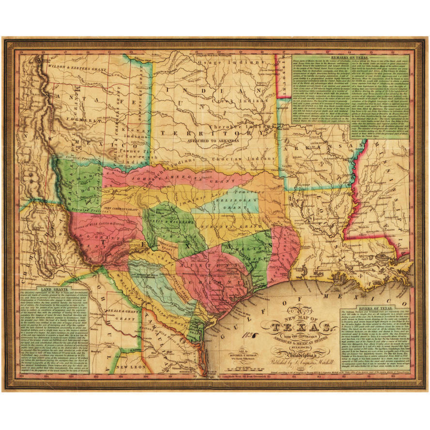 New map of Texas  with the contiguous American & Mexican states, 1835-Paper Art-32&quotx27"