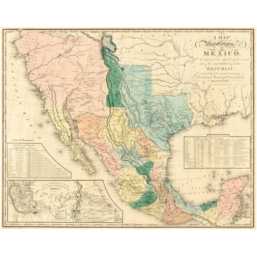 A map of the United States of Mexico  as organized and defined by the several acts of the Congress of that Republic, 1846-Paper Art-32&quotx26"
