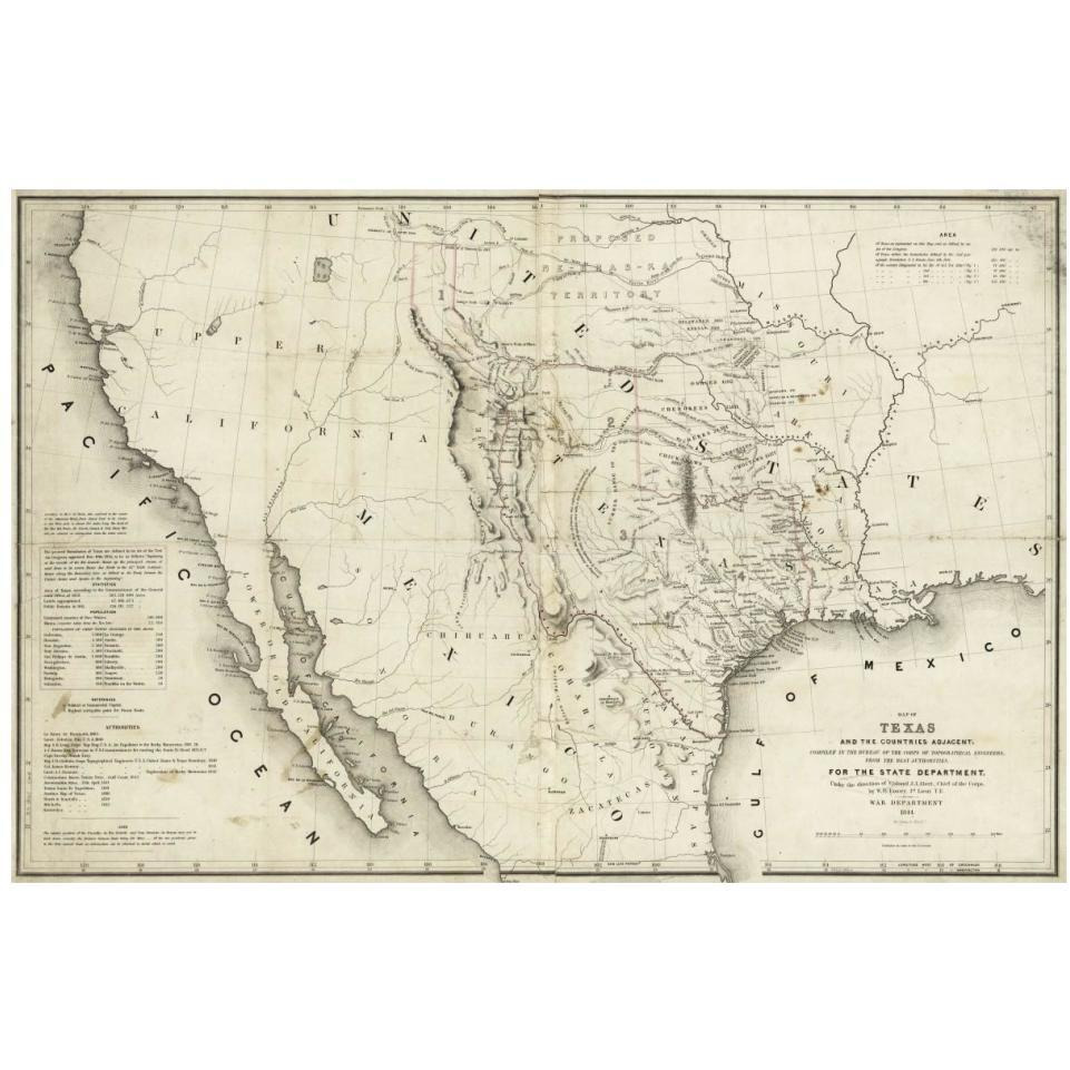 Map of Texas and the countries adjacent, 1844-Paper Art-20&quotx14"