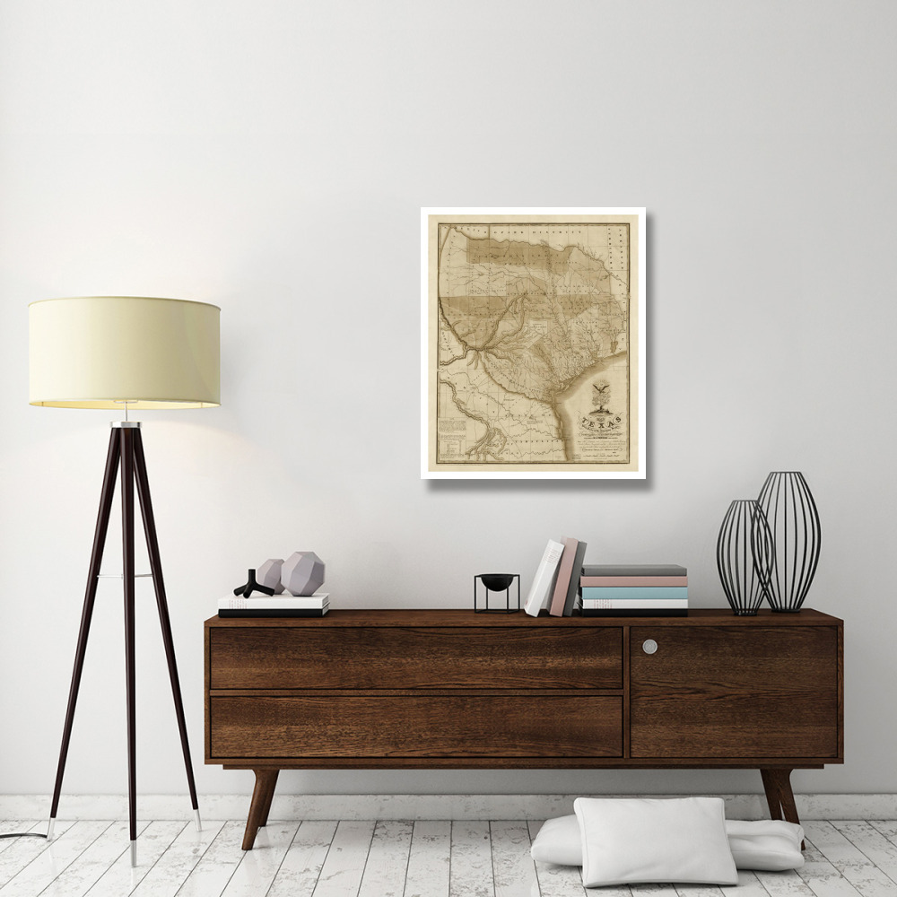 Map of Texas with parts of the adjoining states, 1837 - Decorative Sepia-Paper Art-30&quotx37"