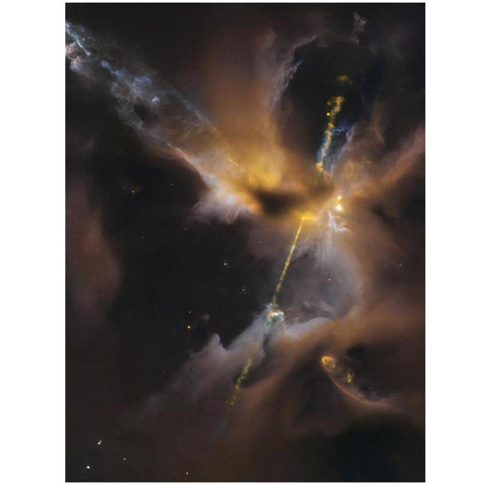 A Newborn Star Shoots Twin Jets Out Into Space-Paper Art-14&quotx18"