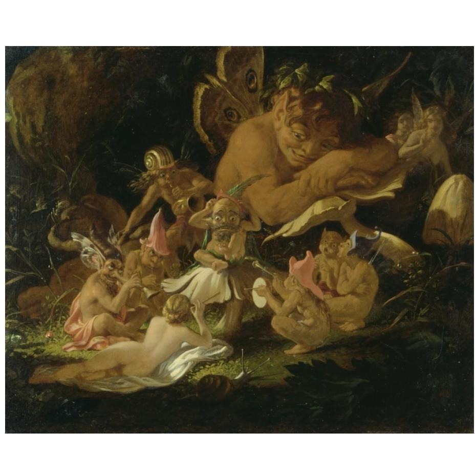Puck and the Fairies from A Midsummer Night's Dream-Paper Art-24&quotx20"