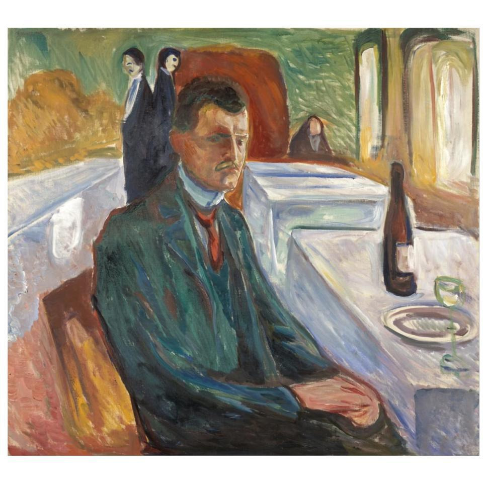 Self-Portrait with a Bottle of Wine, 1906-Paper Art-32&quotx29"