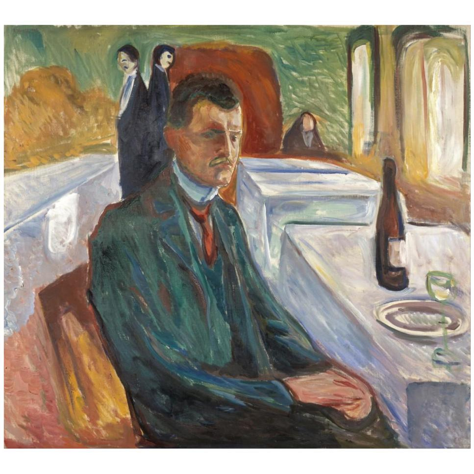 Self-Portrait with a Bottle of Wine, 1906-Paper Art-42&quotx38"
