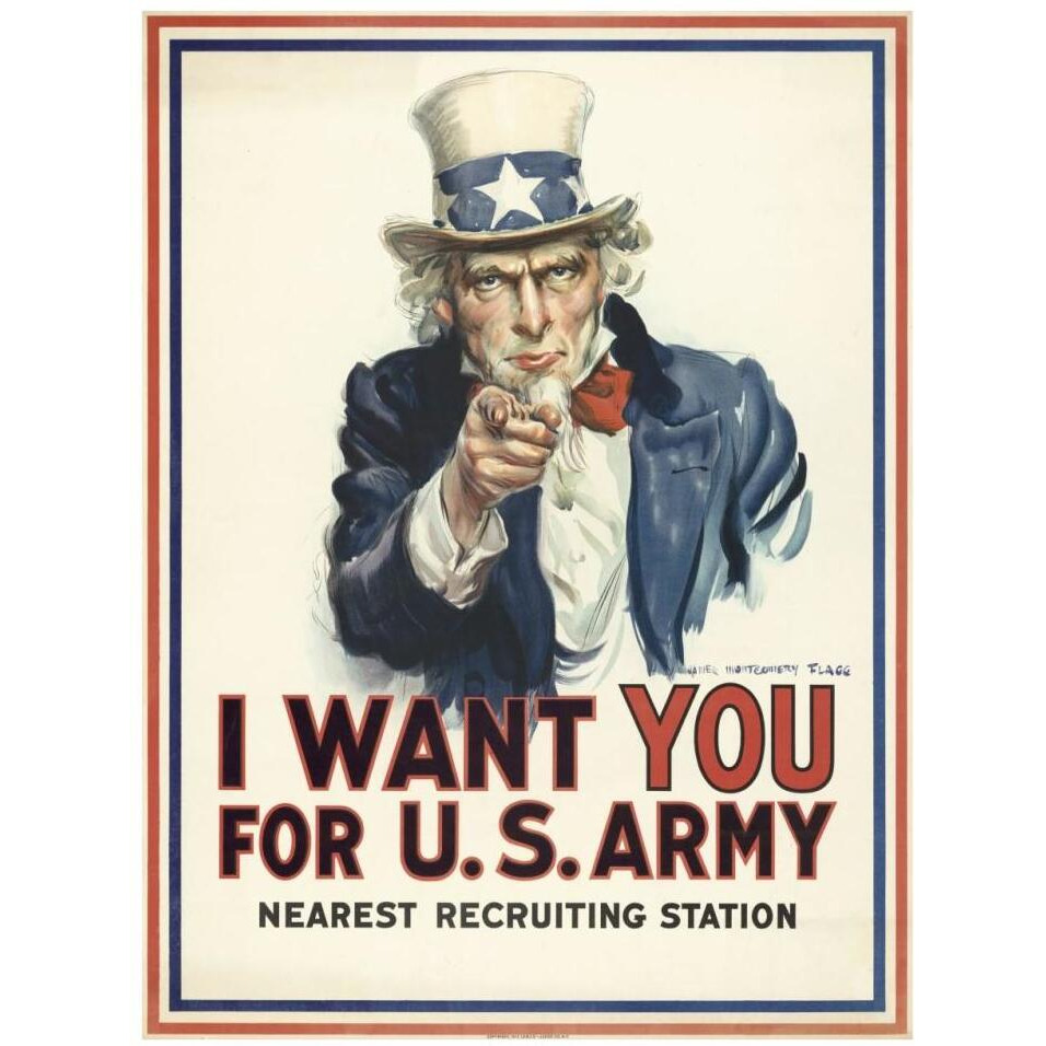 I want you for U.S. Army, c. 1917-Paper Art-26&quotx34"