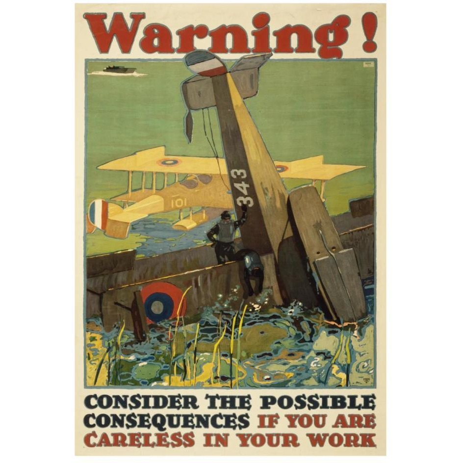 Warning Consider the Possible Consequences If You Are Careless in Your Work, 1917-Paper Art-18&quotx26"