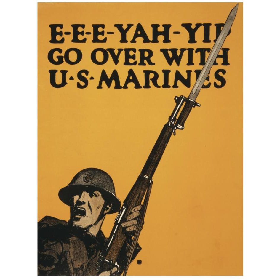E-E-E-Yah-YIP, Go Over with U.S. Marines, 1917-Paper Art-20&quotx26"