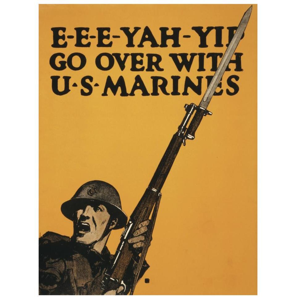 E-E-E-Yah-YIP, Go Over with U.S. Marines, 1917-Paper Art-26&quotx34"