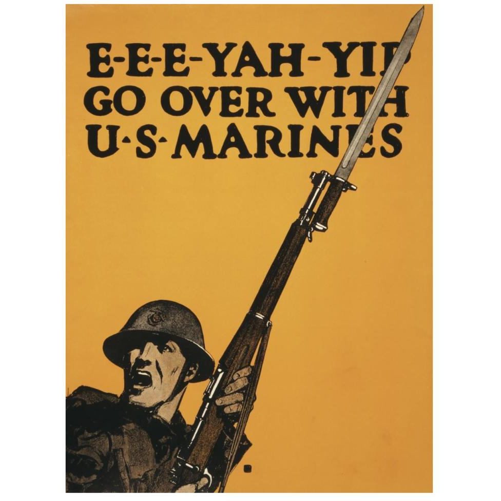 E-E-E-Yah-YIP, Go Over with U.S. Marines, 1917-Paper Art-32&quotx42"