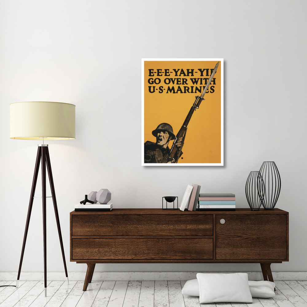 E-E-E-Yah-YIP, Go Over with U.S. Marines, 1917-Paper Art-32&quotx42"