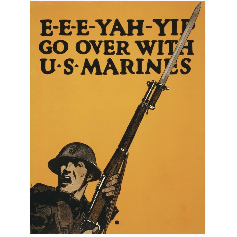 E-E-E-Yah-YIP, Go Over with U.S. Marines, 1917-Paper Art-38&quotx50"