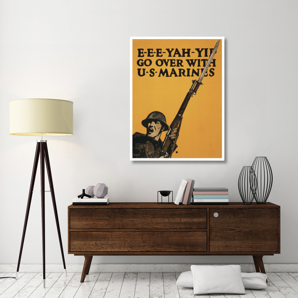 E-E-E-Yah-YIP, Go Over with U.S. Marines, 1917-Paper Art-38&quotx50"