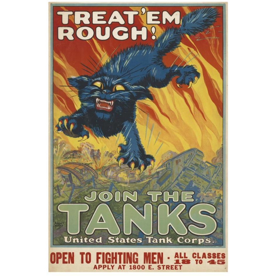 Treat 'em Rough - Join the Tanks, 1917-Paper Art-18&quotx26"