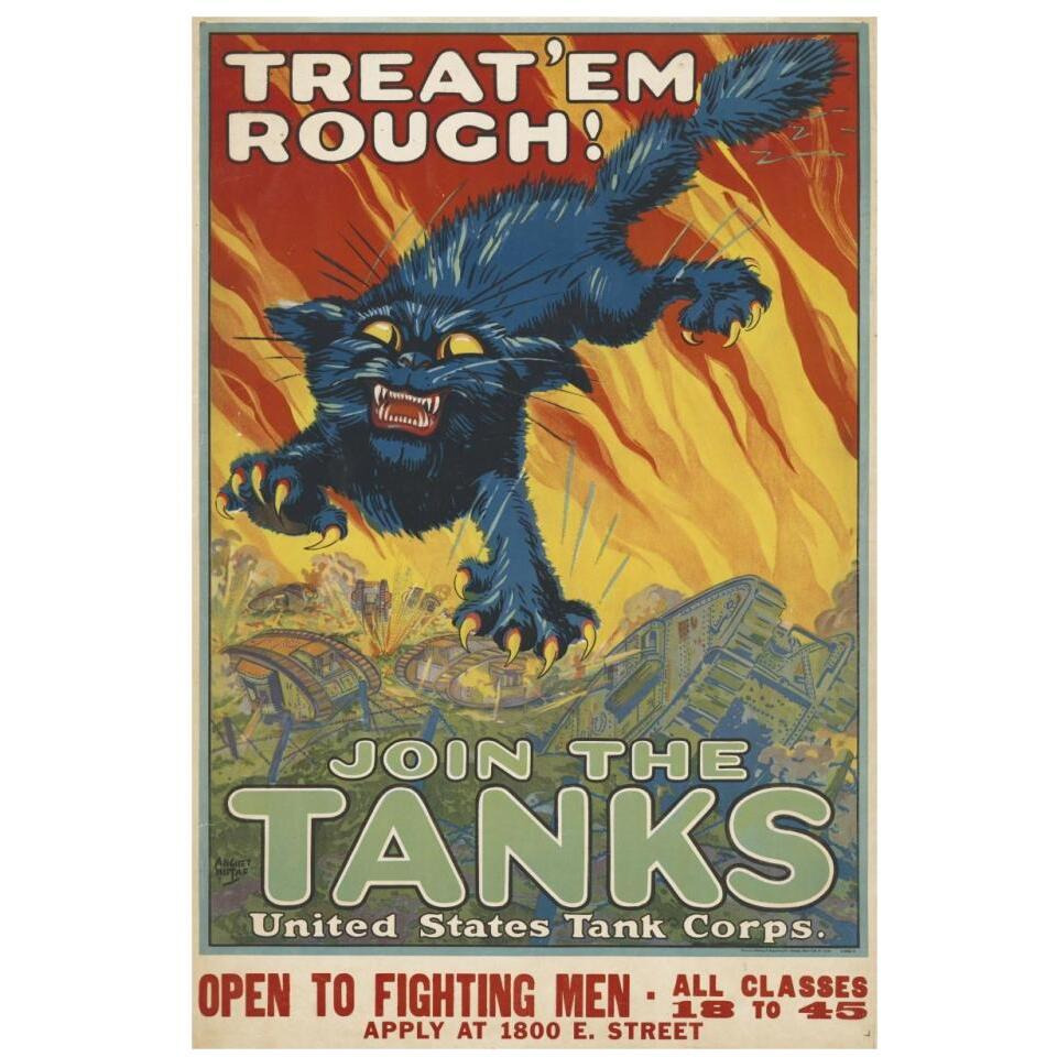 Treat 'em Rough - Join the Tanks, 1917-Paper Art-22&quotx32"