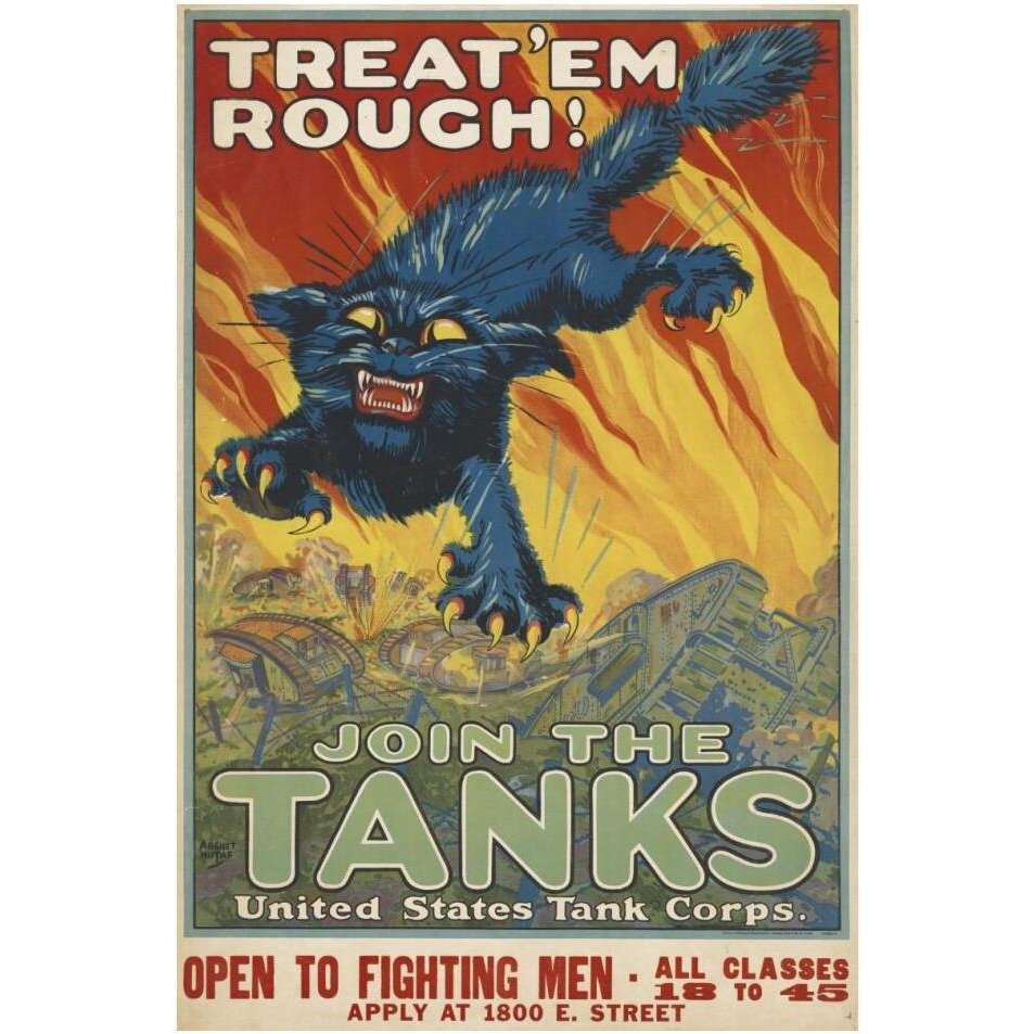 Treat 'em Rough - Join the Tanks, 1917-Paper Art-26&quotx38"