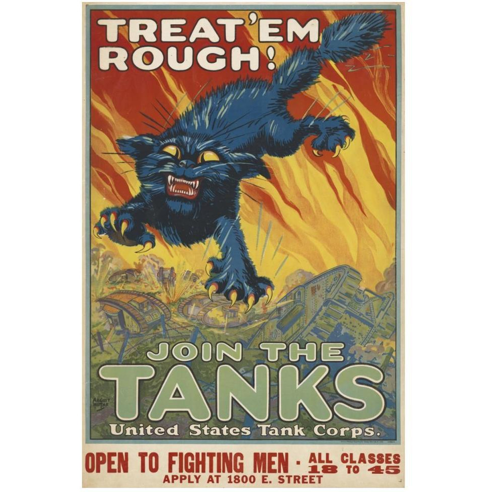 Treat 'em Rough - Join the Tanks, 1917-Paper Art-34&quotx50"