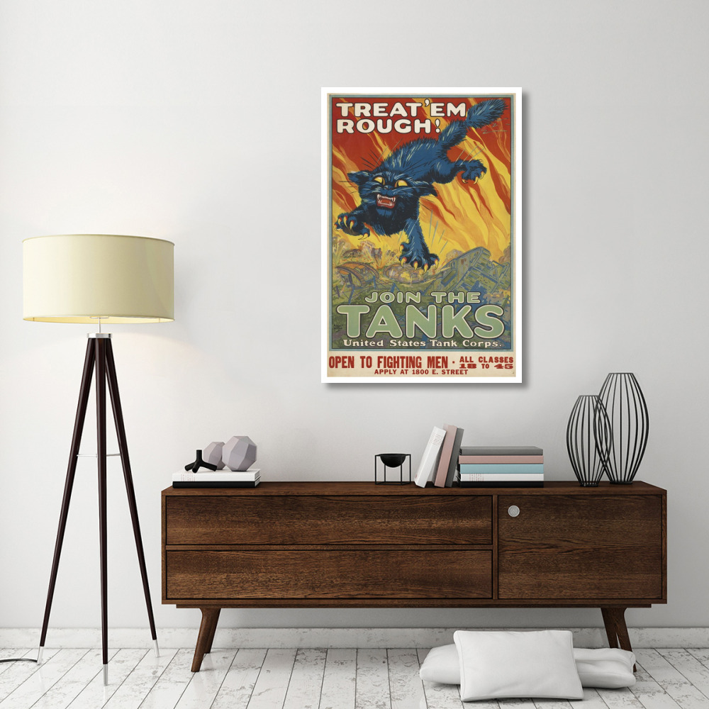 Treat 'em Rough - Join the Tanks, 1917-Paper Art-34&quotx50"