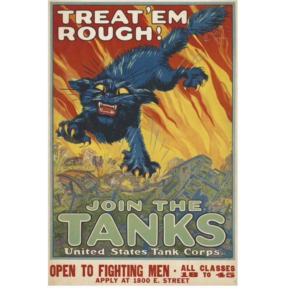 Treat 'em Rough - Join the Tanks, 1917-Paper Art-42&quotx62"