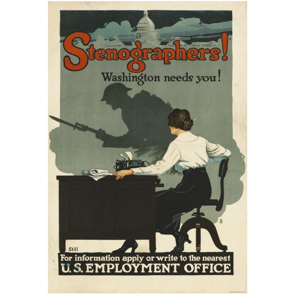 Stenographers Washington Needs You, ca. 1918-Paper Art-34&quotx50"