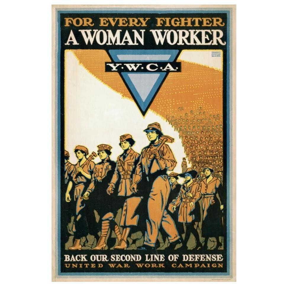 For Every Fighter a Woman Worker - Y.W.C.A., 1918-Paper Art-22&quotx32"