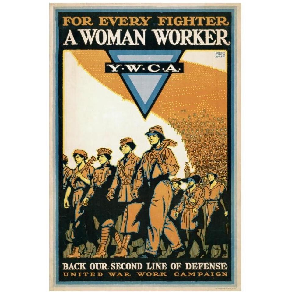 For Every Fighter a Woman Worker - Y.W.C.A., 1918-Paper Art-26&quotx38"
