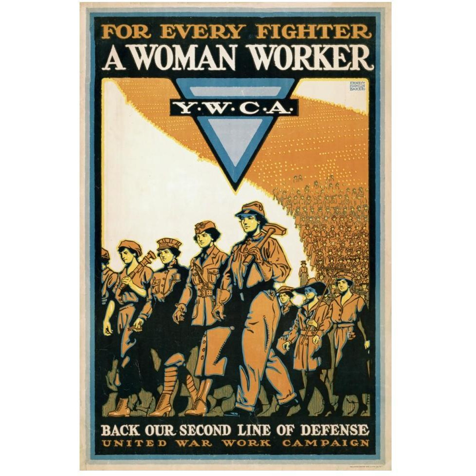 For Every Fighter a Woman Worker - Y.W.C.A., 1918-Paper Art-34&quotx50"